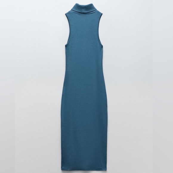 🆕 ZARA Ribbed Stretchy Dress High Neckline Style. NWT - Picture 4 of 10